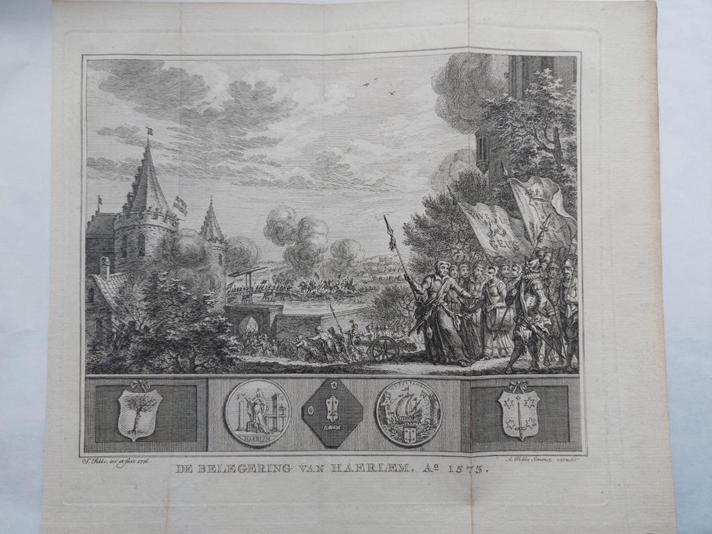 24 / Belegering van Haarlem - Haerlem anno 1575, Antiek en Kunst, Kunst | Etsen en Gravures, Ophalen of Verzenden