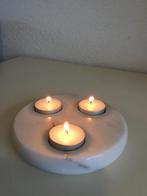 marmer waxinelichthouder wit / grijs 15 x 2,5 cm, Overige materialen, Wit, Ophalen of Verzenden, Zo goed als nieuw