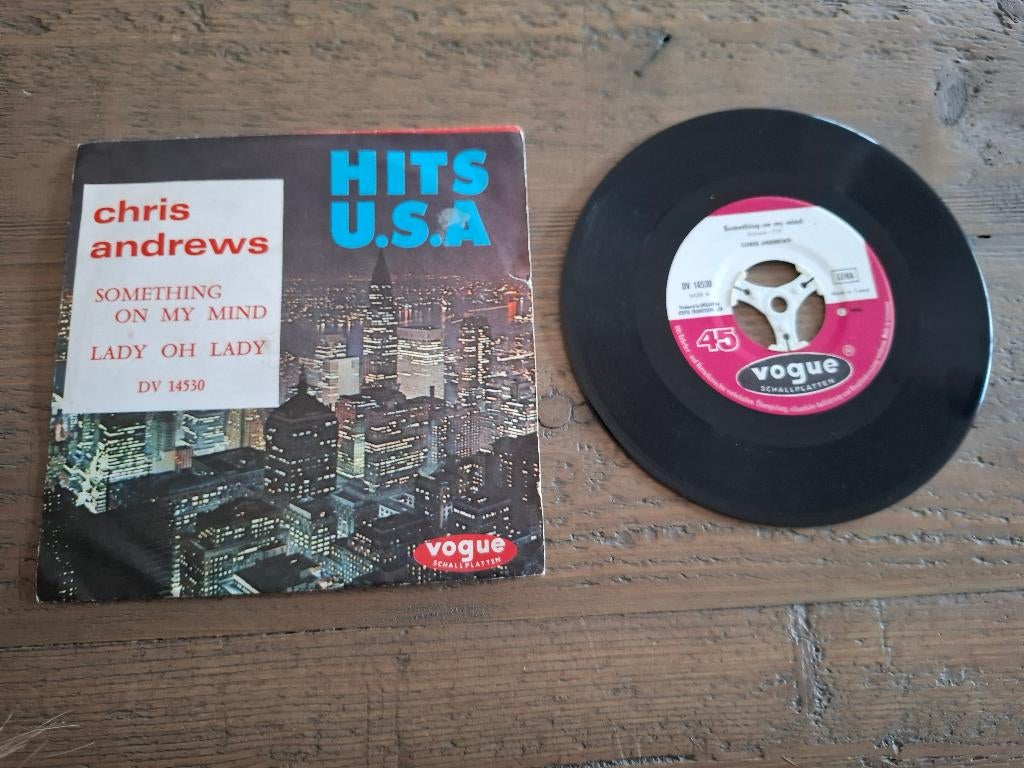 Chris Andrews single met Hits U.S.A. - Vogue records, 1966, Ophalen of Verzenden, Gebruikt, Pop