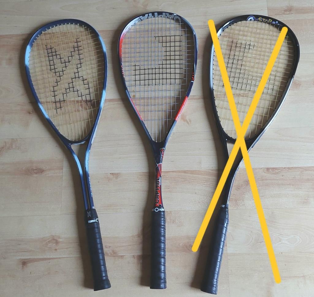 Squashrackets met nieuwe grip, Ophalen of Verzenden, Zo goed als nieuw, Racket