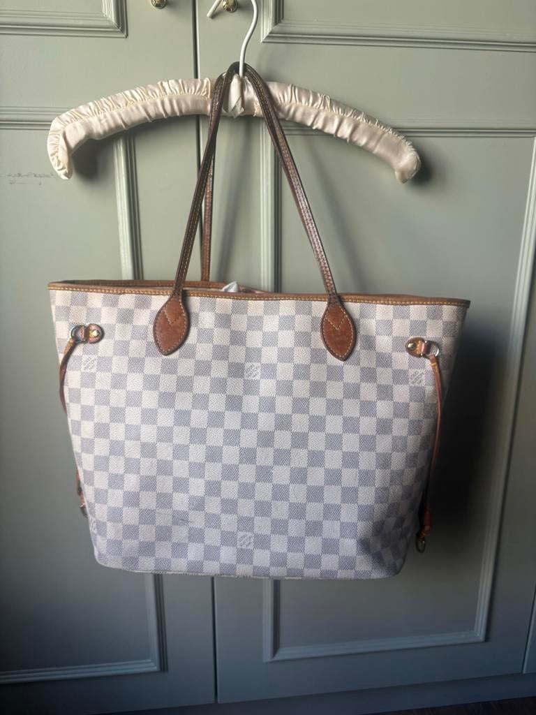Louis Vuitton Neverfull Damier Azur, Ophalen of Verzenden, Gebruikt, Wit, Shopper