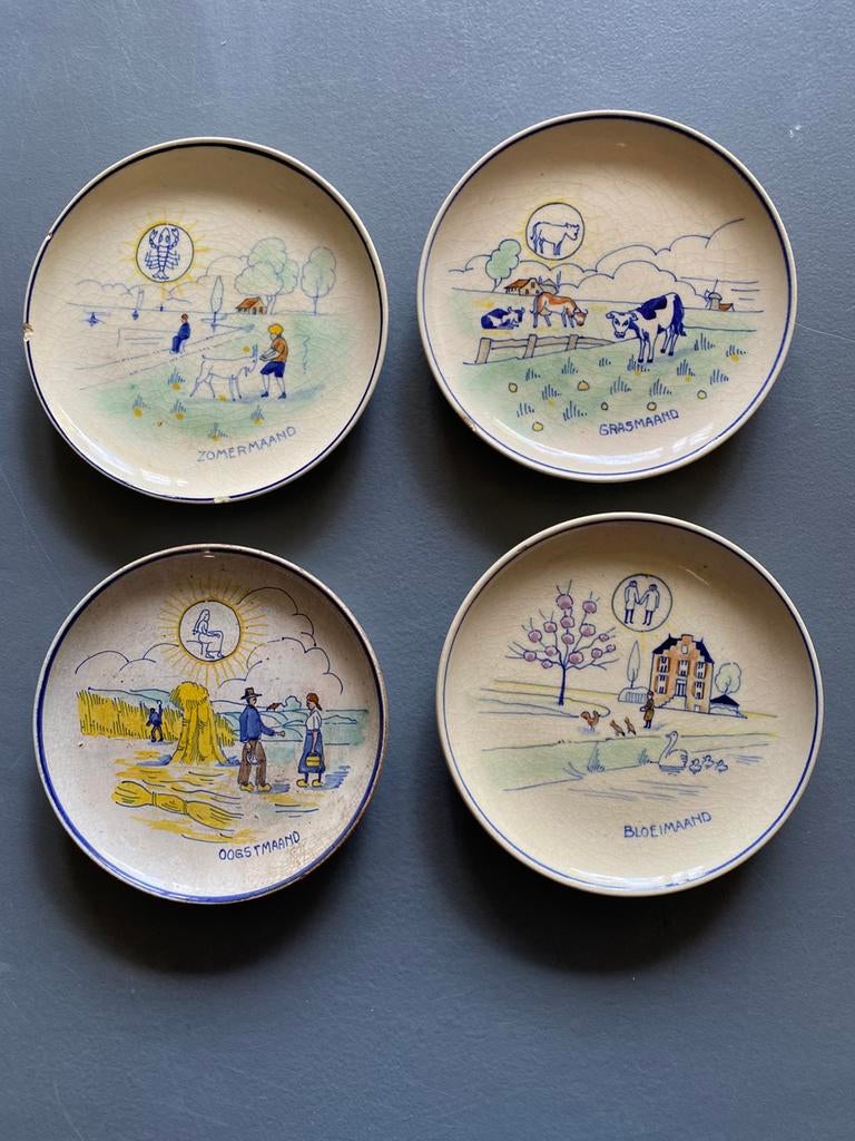 Royaal Goedewaagen N.V. Paul C. Kaiser jaargetijden bordjes, Antiek en Kunst, Antiek | Wandborden en Tegels, Ophalen