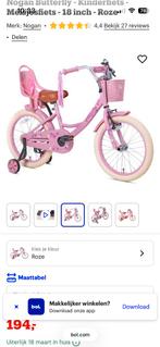 Prachtig nieuw Meisjesfiets 18 inch - Nogan Butterfly - Roze, Ophalen, Nieuw, 18 inch, Handrem
