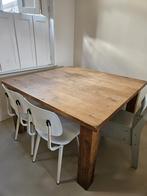 Mooie robuuste houten tafel 140x140, Huis en Inrichting, Ophalen, Gebruikt, Vierkant, Vijf personen of meer