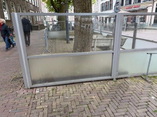 Horeca terras scherm, Tuin en Terras, Tuinschermen, Gebruikt, Aluminium, 150 tot 200 cm, 150 tot 200 cm, Ophalen