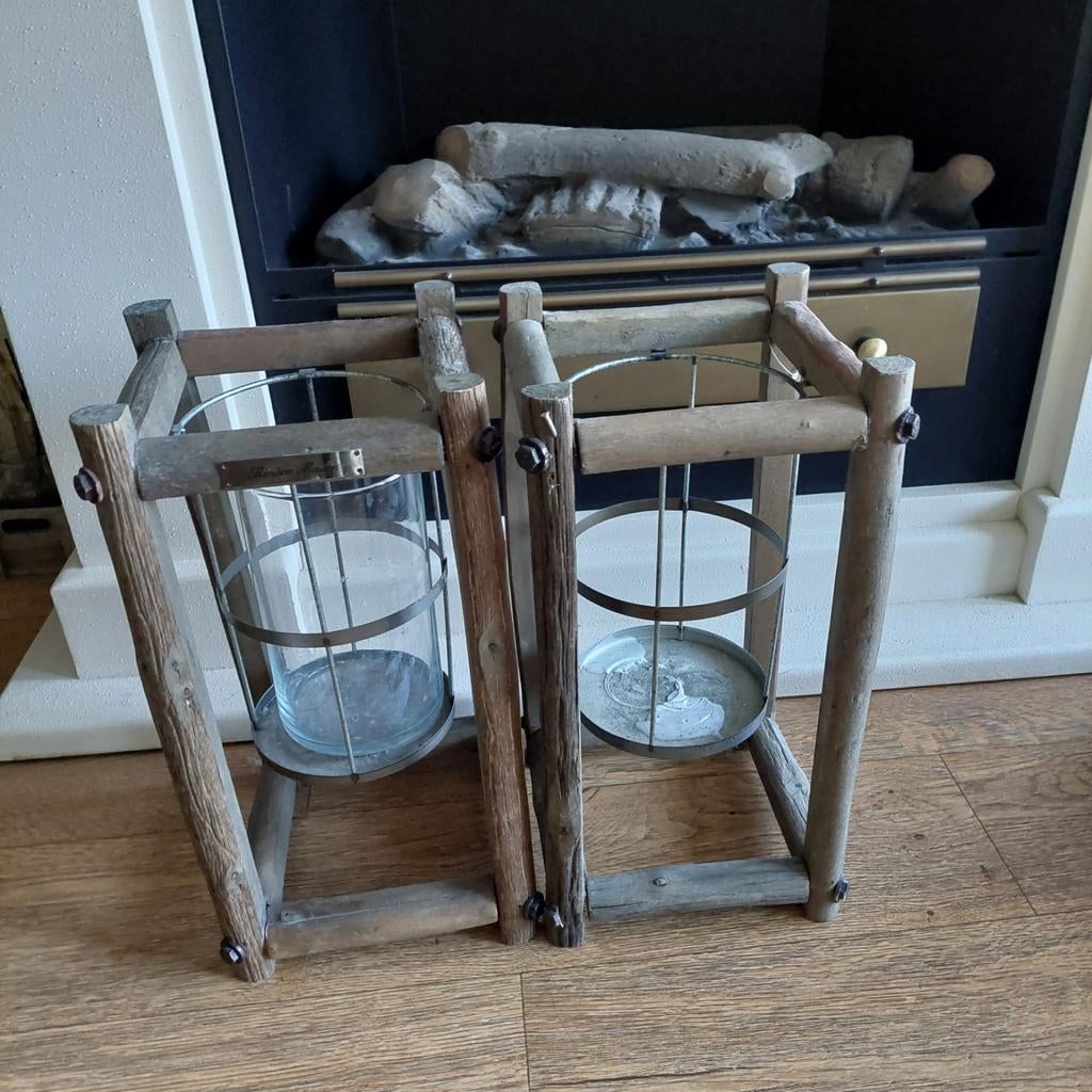 Riviera maison windlichten, Ophalen, Zo goed als nieuw, Hout, Kandelaar