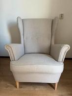 Ikea fauteuil / voetenbank Strandmon beige, Ophalen, Zo goed als nieuw, 75 tot 100 cm, 50 tot 75 cm
