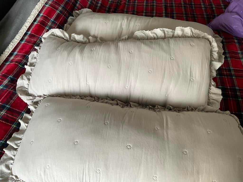 Set van 3 JYSK sierkussens -, Ophalen of Verzenden, Nieuw, Grijs, Rechthoekig