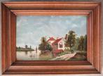 M.J. Drechsler (1874-1921): Huizen aan water, met figuren, Ophalen of Verzenden