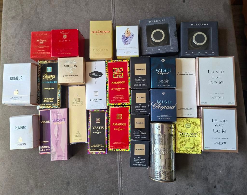 Lege parfumflesjes in originele doos - diverse merken, Sieraden, Tassen en Uiterlijk, Ophalen of Verzenden, Gebruikt