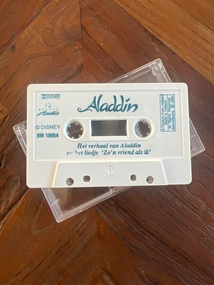 Disney Aladdin cassettebandje, Cd's en Dvd's, Cassettebandjes, Gebruikt, Voorbespeeld, Kinderen en Jeugd, 1 bandje, Met bewaardoos, rek of koffer