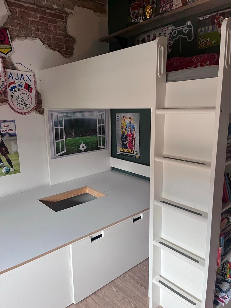 MOET WEG Ikea hoogslaper stuva, smastad, met bureau en kast, Ophalen, Gebruikt, Hoogslaper