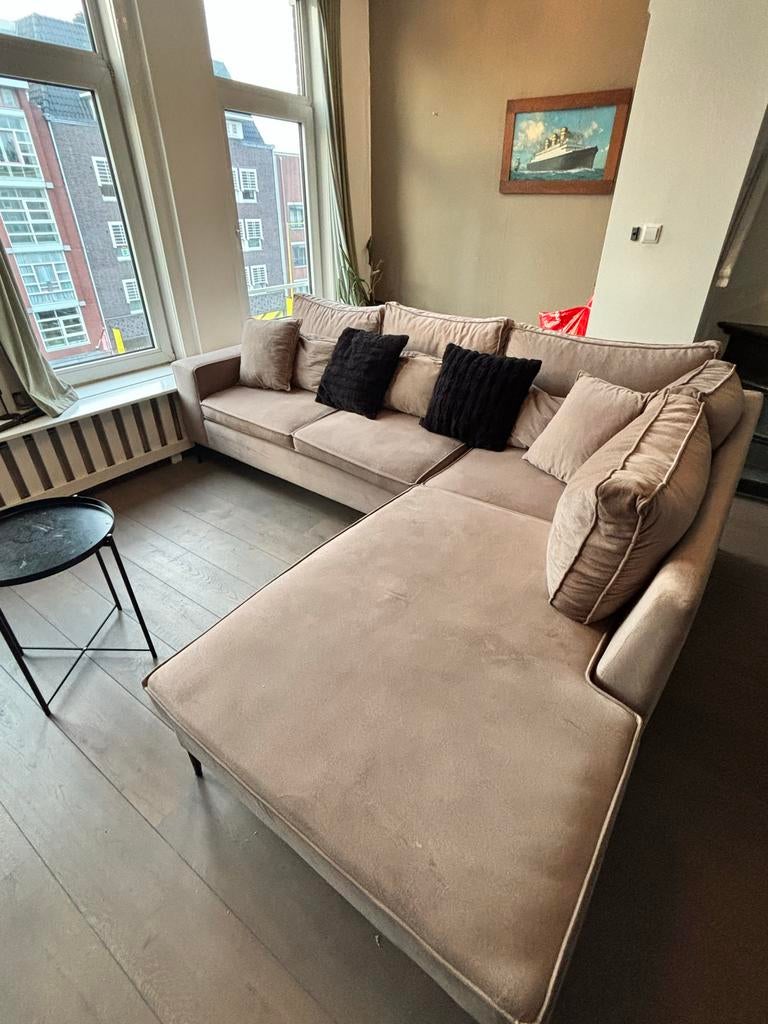 Mooie beige hoekbank/sofa, Ophalen, 250 tot 300 cm, 100 tot 125 cm, Zo goed als nieuw