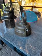 2 oude waterketels, koper en emaille, Antiek en Kunst, Ophalen of Verzenden