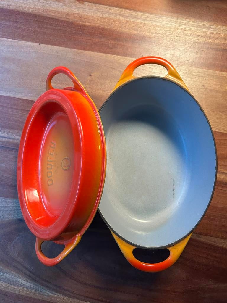 Creuset Doufeu braadpan, Huis en Inrichting, Keuken | Potten en Pannen, Ophalen of Verzenden, Zo goed als nieuw, Gietijzer, Koekenpan of Braadpan