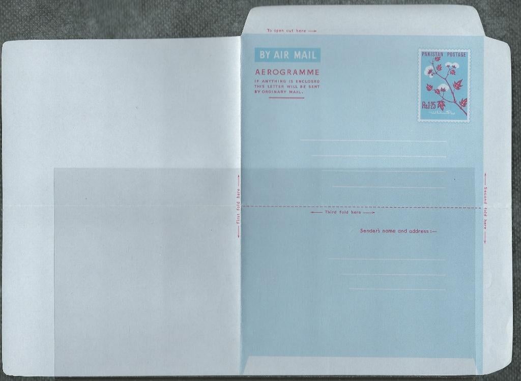 PAKISTAN 1974 1.25Rs. Katoenplant Airletter, Sundal: AL-41,, Verzenden, Postfris, Zuid-Azië