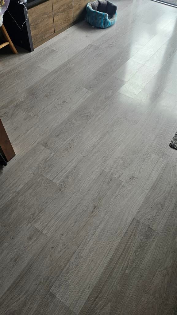 Mooie laminaat vloer - lichtgrijs, houtstructuur, Doe-het-zelf en Verbouw, Ophalen, Kunststof, Gebruikt, 10 m² of meer