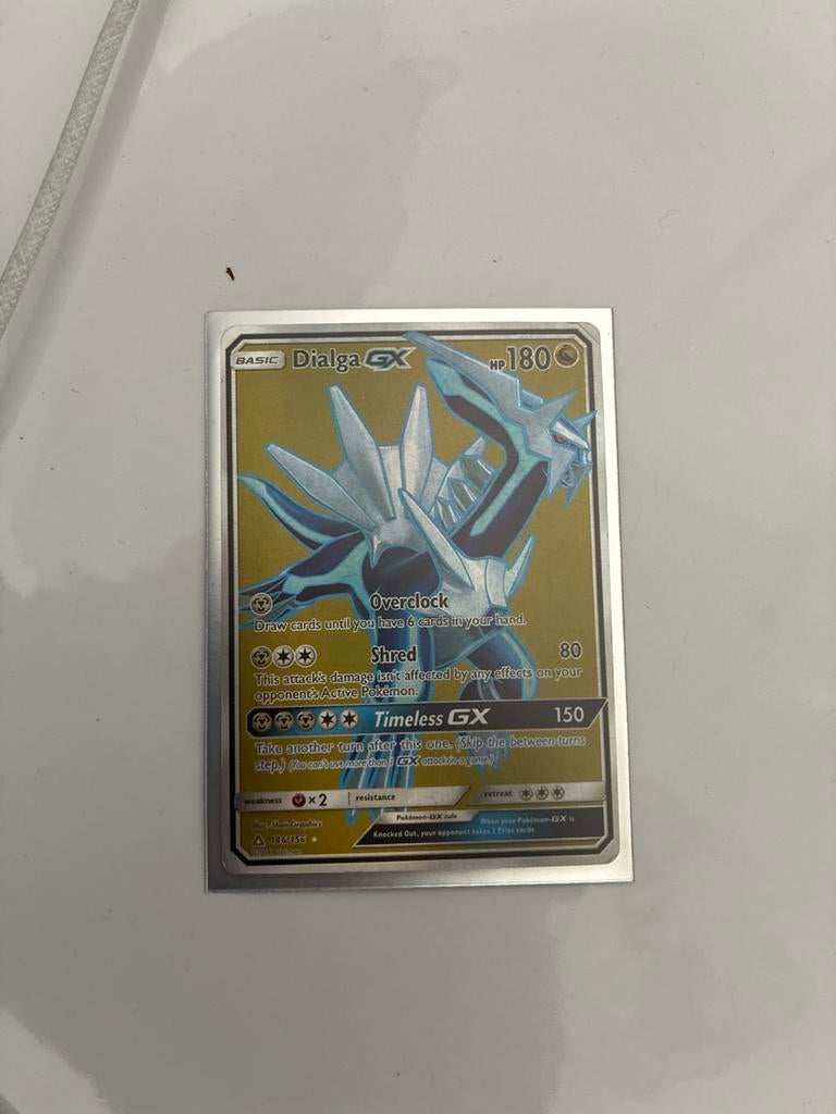 Dialga GX Pokémon Kaart - Goede Conditie, Ophalen of Verzenden, Gebruikt, Losse kaart, Foil