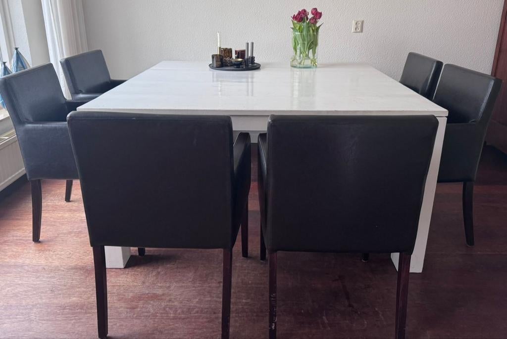 Steigerhouten Eetkamertafel Vierkant 154x154 cm, Huis en Inrichting, Tafels | Eettafels, Ophalen, Vierkant, 200 cm of meer, 50 tot 100 cm