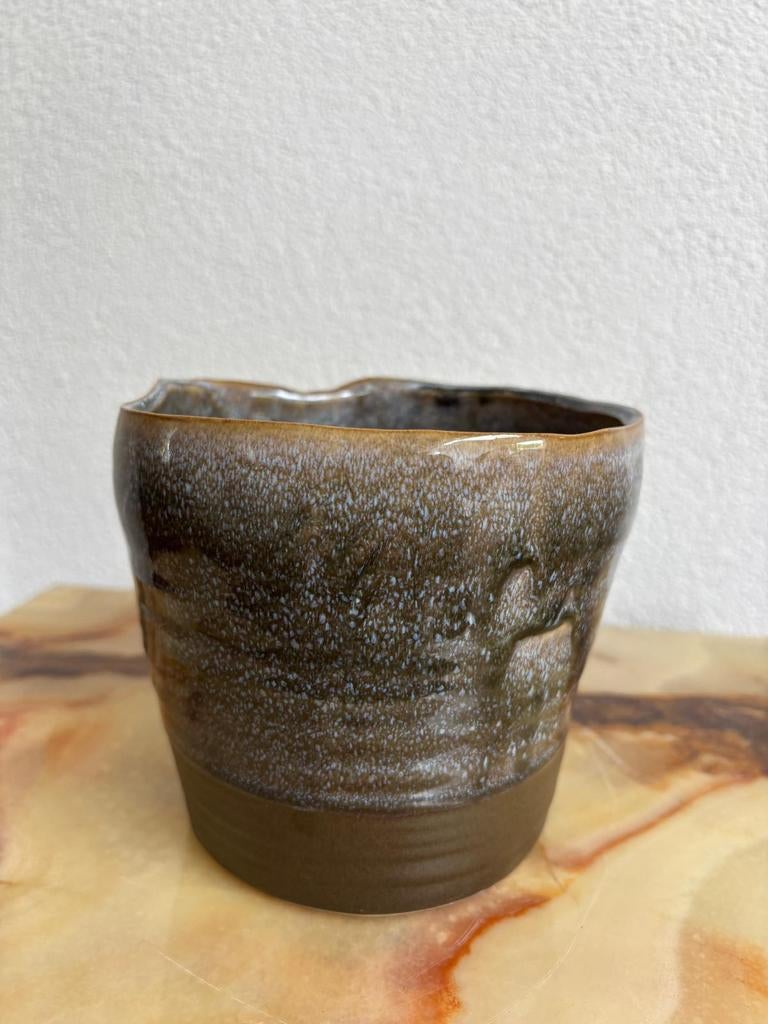 Bloempot vintage HK Living stijl: 12 cm hoog, doorsnede 14 c, Tuin en Terras, Bloempotten, Rond, Ophalen of Verzenden, Aardewerk