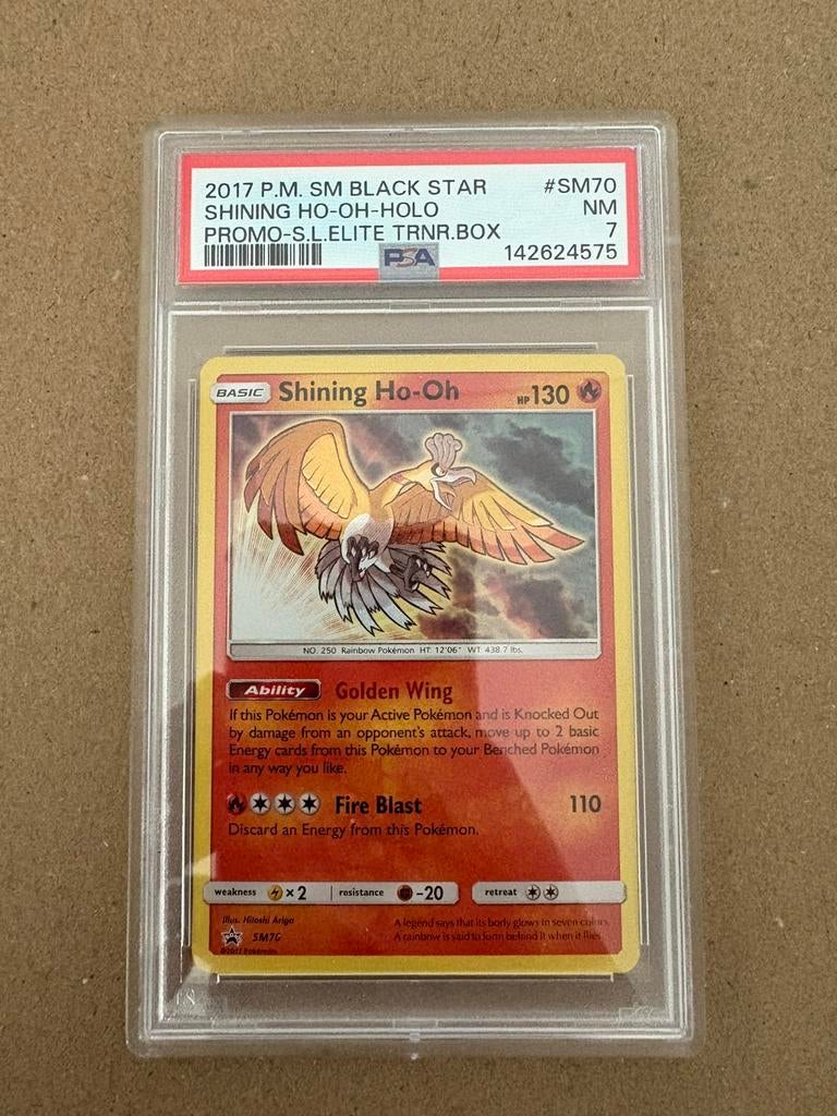 Pokemon Shining Ho-Oh Sm70 Black Star Promos Psa 7, Ophalen of Verzenden, Nieuw