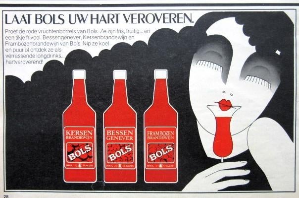 7 vintage advertenties reclames Bols drank 1953-76, Verzamelen, Merken en Reclamevoorwerpen, Ophalen of Verzenden, Gebruikt, Overige typen