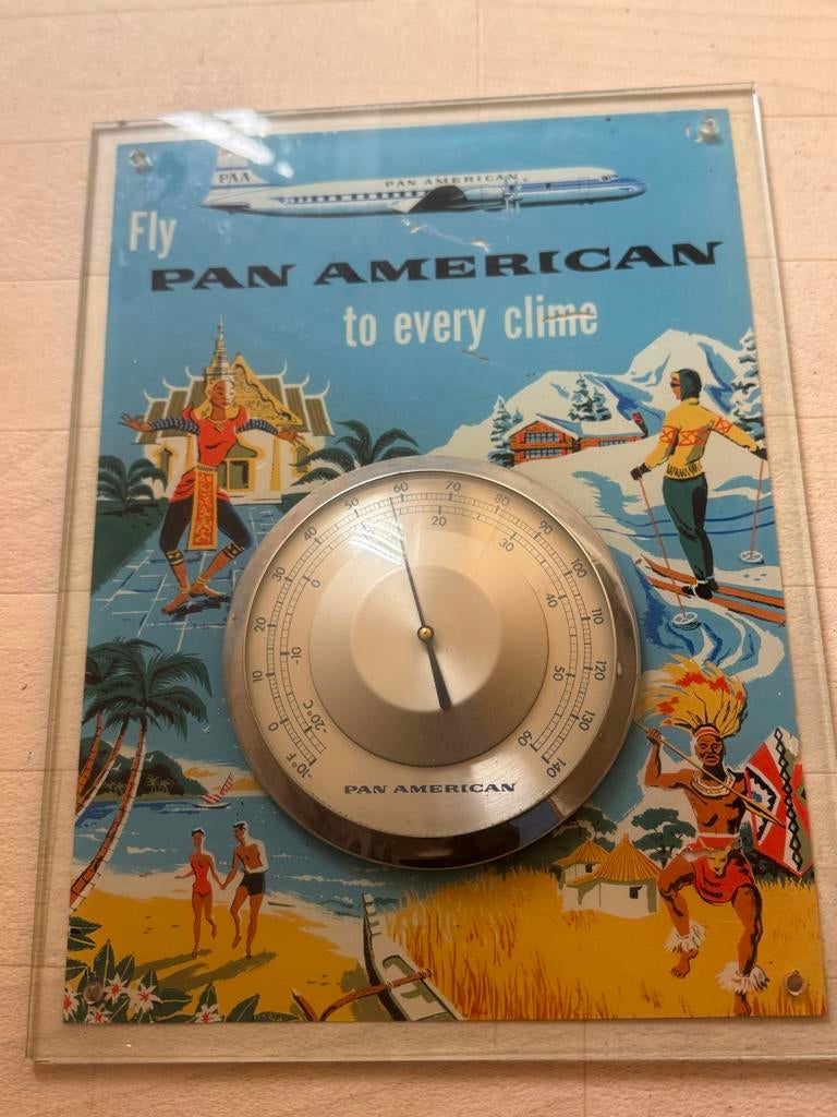 Vintage thermometer pan american  jaren 50/60, Ophalen of Verzenden