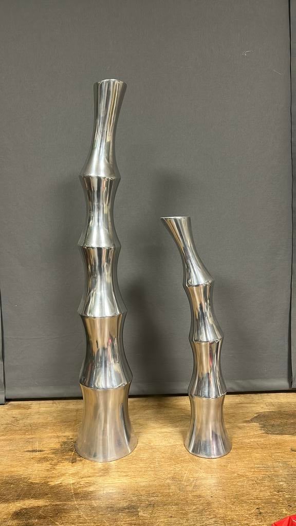 Bamboe vazen. Jaren 70. 51 en 78 cm hoog., Ophalen of Verzenden, Zo goed als nieuw, Hout, 50 tot 75 cm