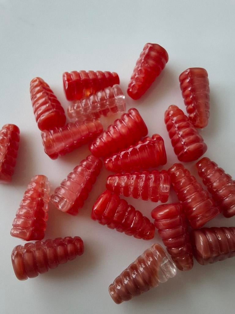 20 stuks glaskralen rood gedraaid kralen, Hobby en Vrije tijd, Kralen en Sieraden maken, Kraal, -, -, Nieuw