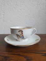 Vintage kop en schotel met kinder- en vogelmotief, Ophalen of Verzenden