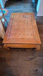 Massief houten salontafel (Opium) met sierlijke poten, Ophalen, Gebruikt, 100 tot 150 cm, 50 tot 100 cm