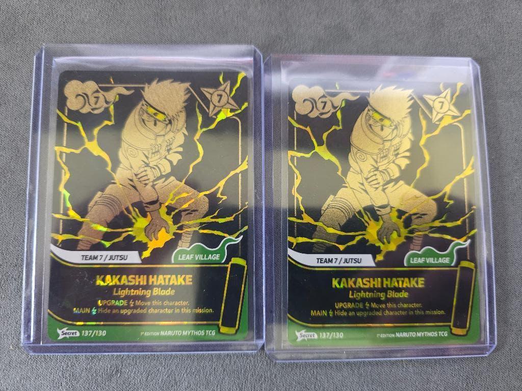 Naruto Mythos 1st Edition Kakashi Hatake Secret 137, Ophalen of Verzenden, Zo goed als nieuw, Meerdere kaarten, Foil