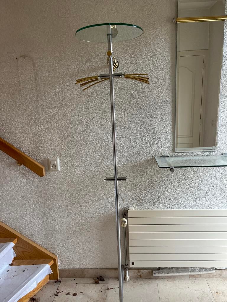 Staande kapstok met glazen plaat, Ophalen, Gebruikt, Metaal, Staande kapstok