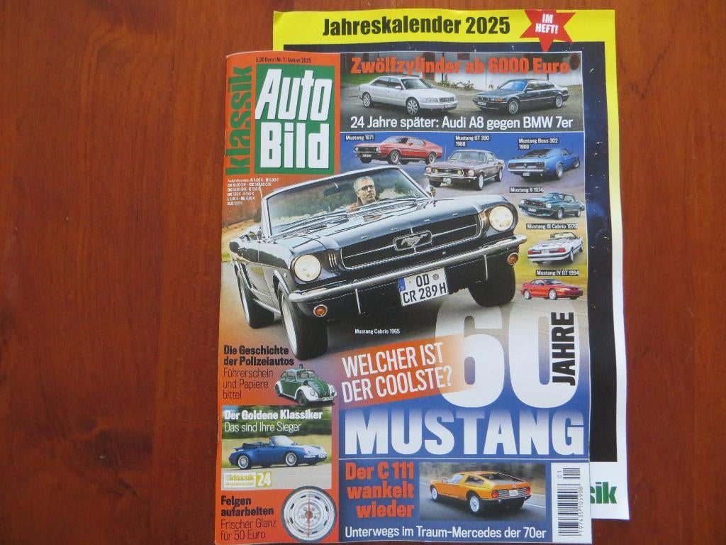Autobild Klassik 1 2025 Audi A8L 6.0 W12, BMW 750iL, Mustang, Boeken, Ophalen of Verzenden, Nieuw, Audi