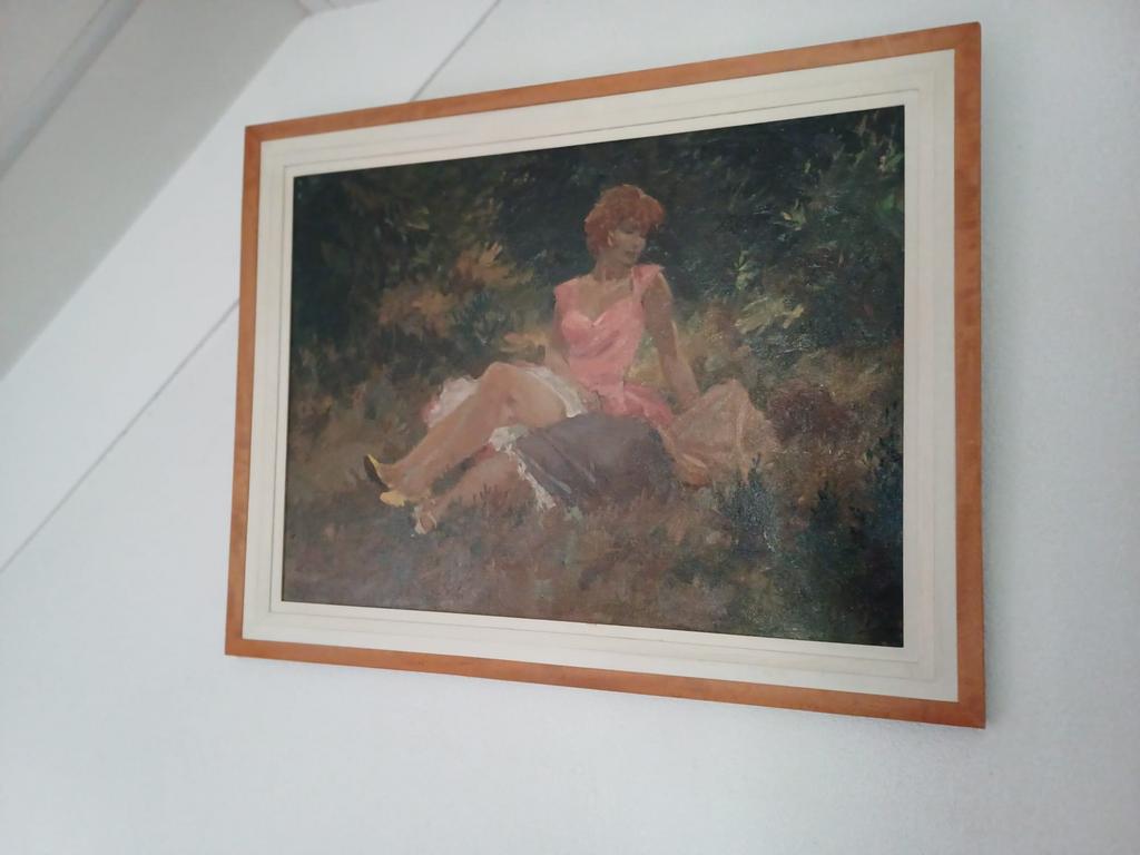 Harry Maas - schilderij 2 meisjes in het gras, Antiek en Kunst, Kunst | Schilderijen | Klassiek, Ophalen of Verzenden