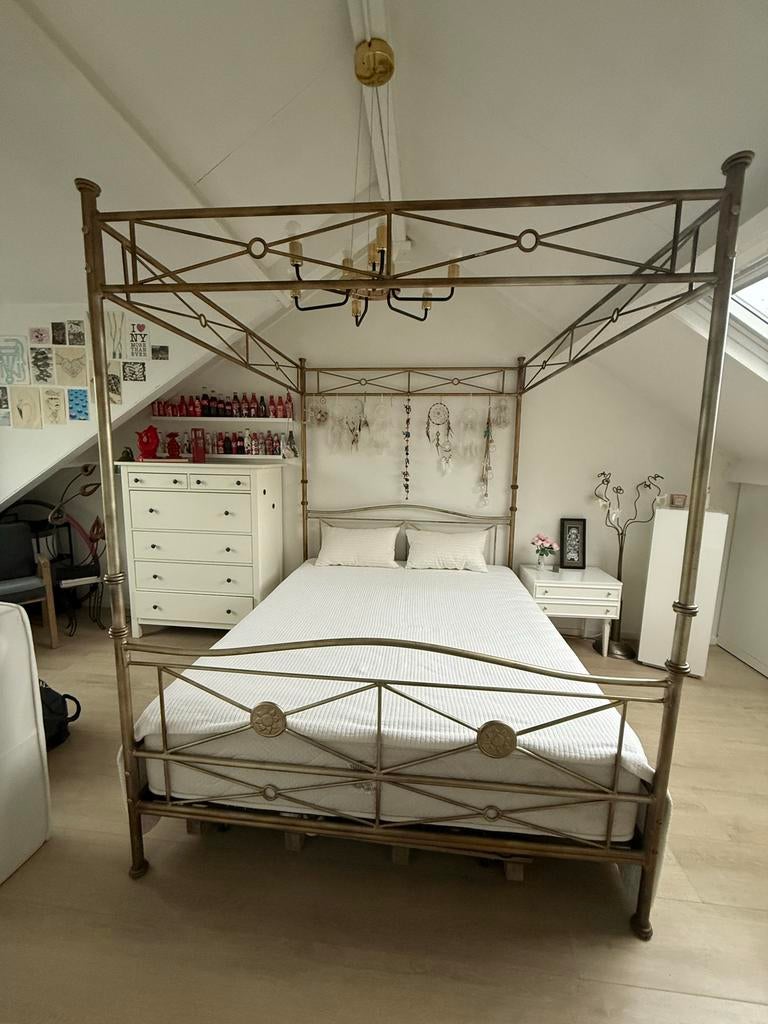 Hemelbed inclusief matras 160x200, Huis en Inrichting, Slaapkamer | Bedden, Ophalen, Gebruikt, Overige kleuren, Tweepersoons