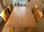 Eiken eettafel met 4 stoelen - whitewash, Huis en Inrichting, Tafels | Eettafels, Ophalen, Gebruikt, Eikenhout, Vier personen