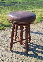 Antieke draaibare piano kruk met draaibare zitting., Ophalen of Verzenden