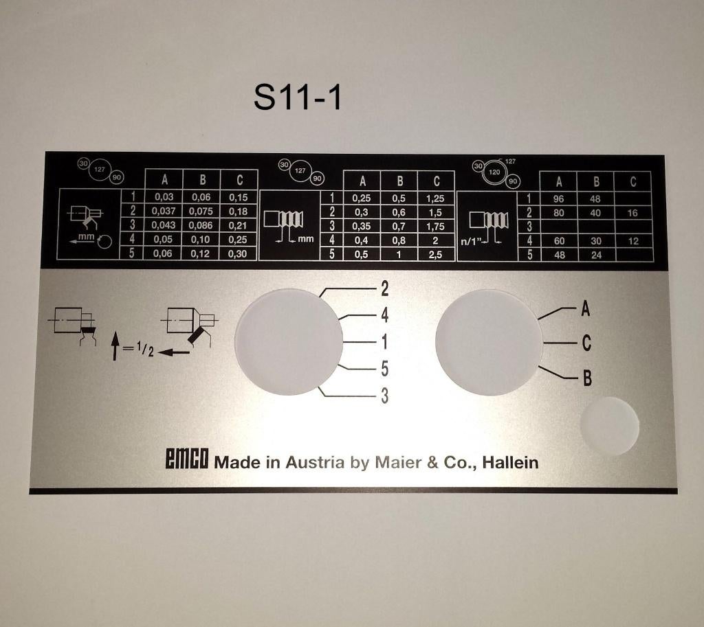 Symboolplaatjes draaibanken freesmachines onderdelen Emco, Ophalen of Verzenden, Nieuw, Onderdeel