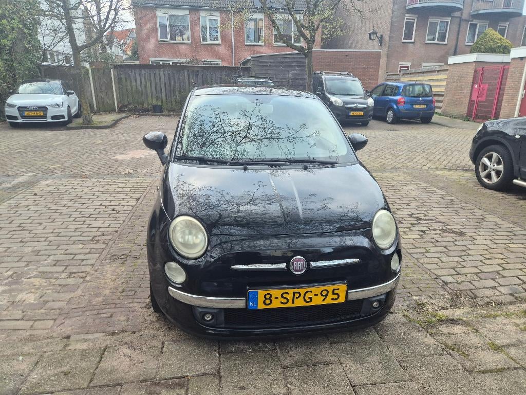 Fiat 500 1.2 C 2009 Zwart, Auto's, Fiat, Euro 5, Stof, 4 cilinders, 840 kg