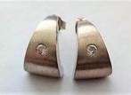 Zilveren oorknoppen in mat Titanium-look met zirkonia (76), Ophalen, Nieuw, Zilver, Zilver