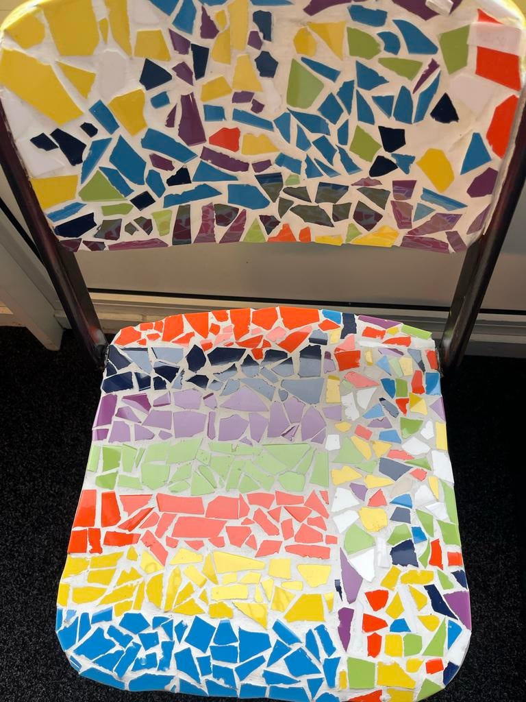 Stoel met mozaïek., Huis en Inrichting, Stoelen, Gebruikt, Eén, Bruin, Ophalen