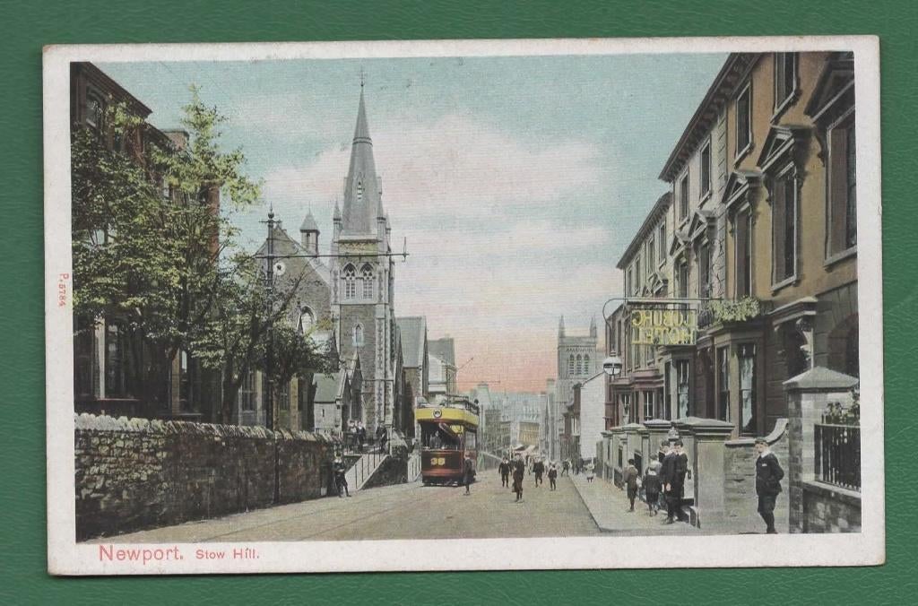 Engeland - Newport (Wales) - Slow Hill (Tram, Kerk) - Ong., Verzamelen, Ophalen of Verzenden, 1940 tot 1960, Ongelopen, Engeland