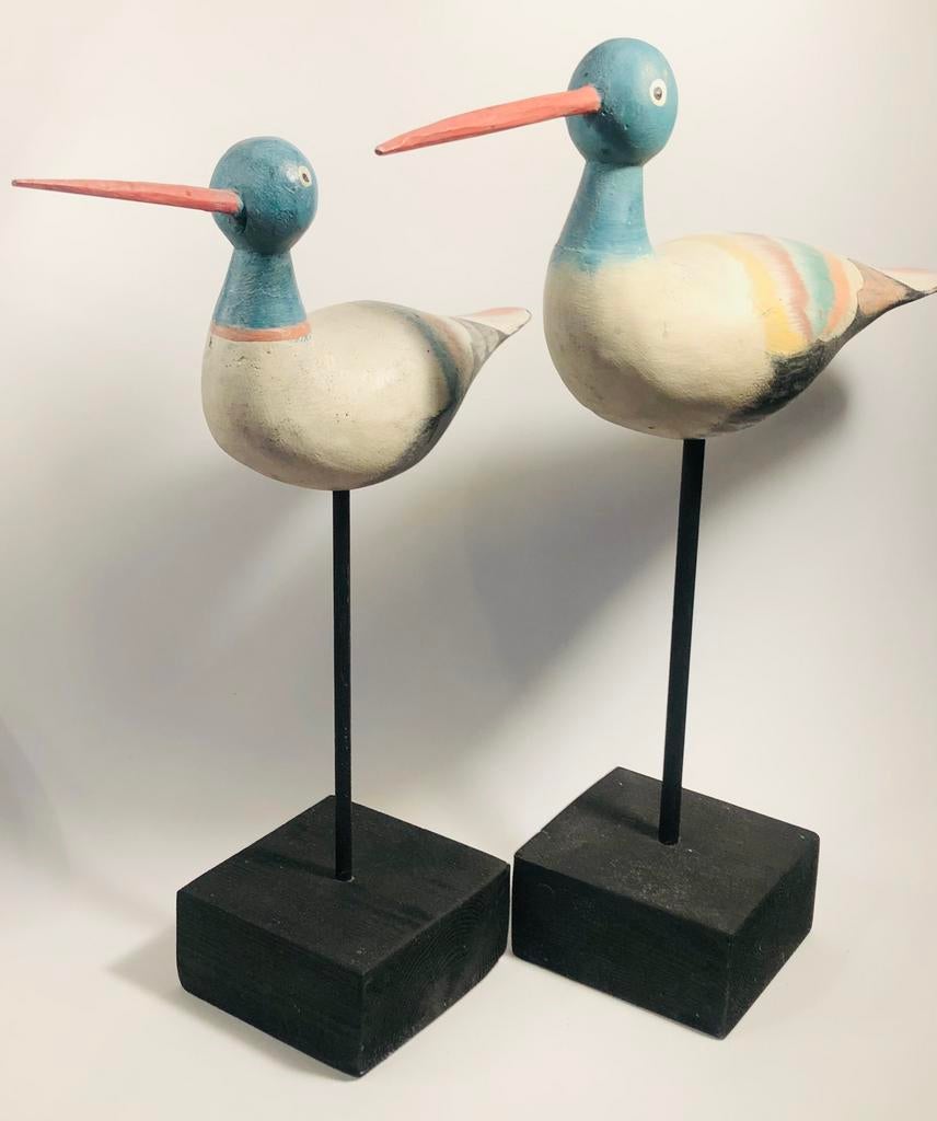 Twee leuke, houten zee vogels, kleurig, meeuwen, Ophalen of Verzenden
