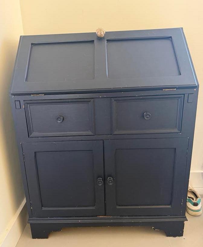 Blauwe secretaire / schrijftafel - 100 x 73 x 43 cm, Huis en Inrichting, Kasten | Secretaires, Gebruikt, Ophalen