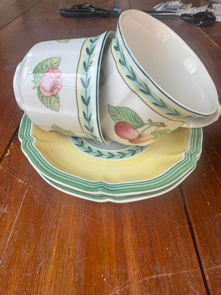 French garden Villeroy & Boch kop en schotels, Ophalen of Verzenden, Zo goed als nieuw, Overige stijlen, Kop(pen) en/of Schotel(s)