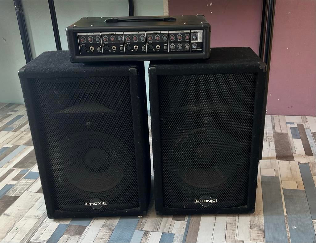Phonic PA Systeem met 2 Luidsprekers en Versterker, Overige merken, Gebruikt, Overige typen, Ophalen of Verzenden