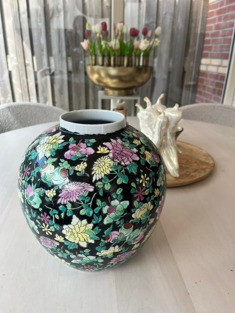 Grote gebloemde vaas, Antiek en Kunst, Ophalen of Verzenden