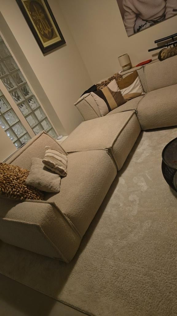 UMIX Brooklynn Bank Teddystof Beige - Modulaire Bank, Huis en Inrichting, Ophalen, Japandi, Gebruikt, Overige maten