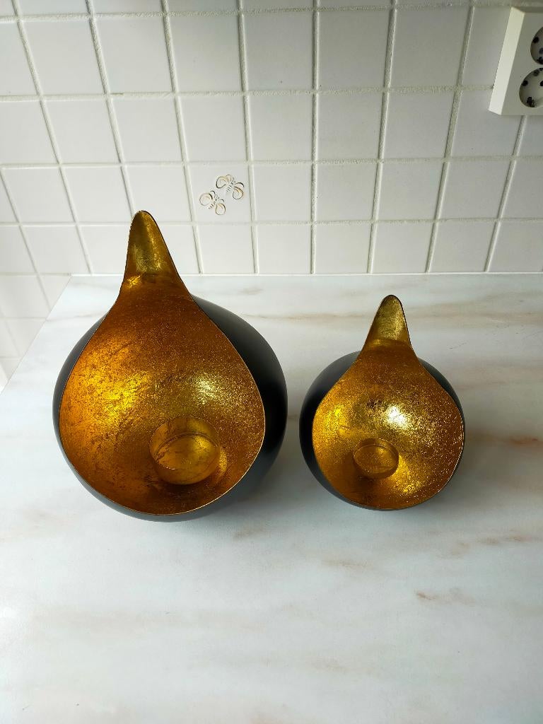 Windlicht Egg 2 stuks, Huis en Inrichting, Woonaccessoires | Kandelaars en Kaarsen, Ophalen, Zwart, Nieuw, Metaal